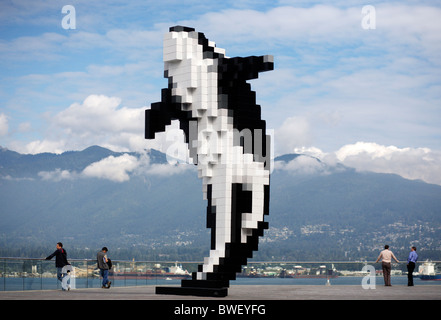 The Digital Orca whale statue by Douglas Coupland in Vancouver in British Columbia, Canada Stock Photo