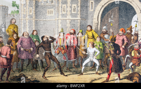 Shallow speaks in Henry IV, Part Two, Act III, Scene II, by William Shakespeare. Stock Photo