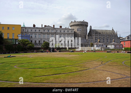 Dublin Castle Gardens and tower Garda Museum and Archives, Dublin city, Ireland Stock Photo