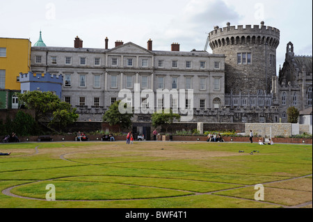 Dublin Castle Gardens and tower Garda Museum and Archives, Dublin city, Ireland Stock Photo