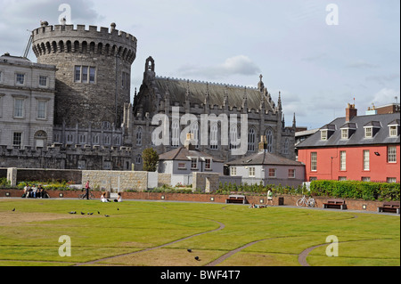 Dublin Castle Gardens and tower Garda Museum and Archives, Dublin city, Ireland Stock Photo