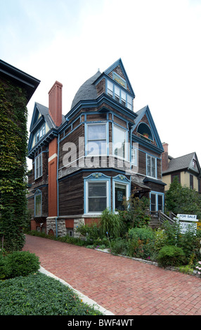 Queen Ann style house at Rosalie Villas, Hyde Park, Chicago, Illinois, USA Stock Photo