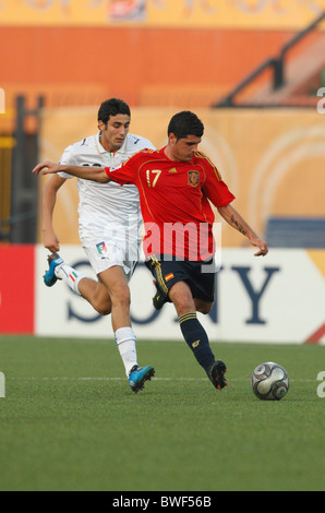 Fran Merida of Spain (17) sets to pass the ball during a FIFA U-20 World Cup round of 16 match against Italy October 5, 2009 Stock Photo