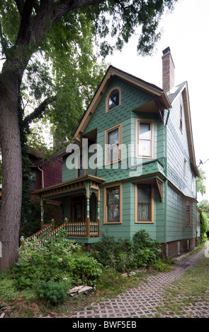 Queen Ann style house at Rosalie Villas, Hyde Park, Chicago, Illinois, USA Stock Photo