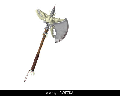 3D illustration of an old style battle axe Stock Photo