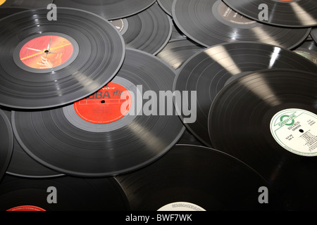 A pile of old records Stock Photo