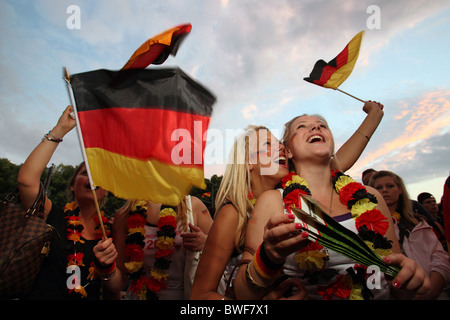 Football fans at the Brandenburg Gate, Berlin, Germany Stock Photo