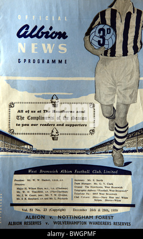 West Bromwich Albion Football Club Ltd v Nottingham Forest Official Football Programme on 26 December 1959 Stock Photo