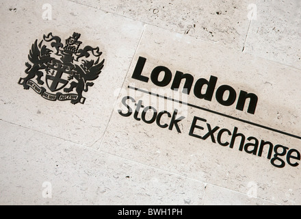 Sign by entrance to London Stock Exchange Stock Photo