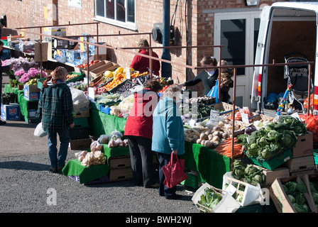 A stall in the street market in Melton Mowbray cattle market , Melton Mowbray, Leicestershire,  England, UK. Stock Photo