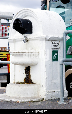 England, West Sussex, Bognor Regis, Free drinking water tap on the promenade beside the beach. Stock Photo