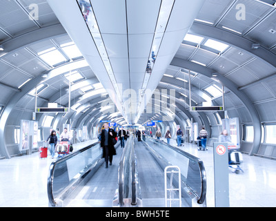 Escalator in the AirRail Terminal, airport terminal railway station, Frankfurt am Main, Hesse, Germany, Europe Stock Photo