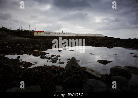 Jubilee pool, an open air art deco lido swimming pool in Penzance possibly faced with closure due to government spending cuts Stock Photo