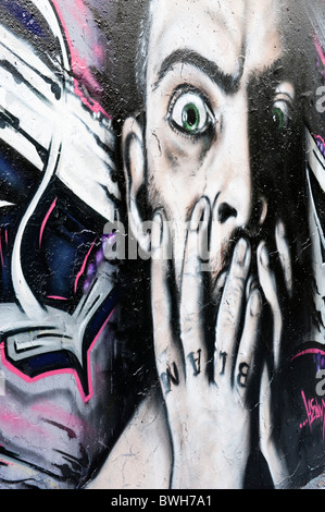 graffiti face on wall Stock Photo