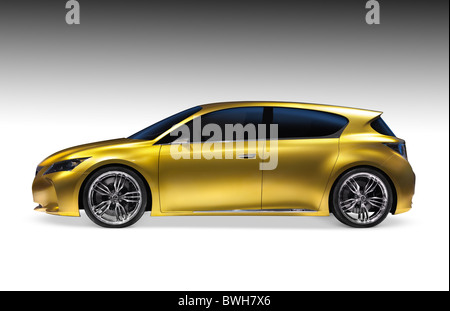 License available at MaximImages.com - Gold shiny Lexus LF-Ch hybrid concept car. Isolated on white background with clipping path. Stock Photo