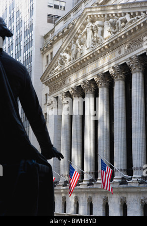 USA New York NYC Manhattan NYSE The New York Stock Exchange building in Broad Street beside Wall Street Stock Photo