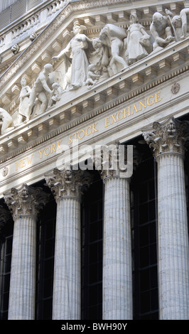 USA New York NYC Manhattan NYSE The New York Stock Exchange building in Broad Street beside Wall Street Stock Photo