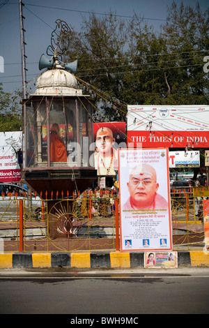 Posters of Holy Naga Baba  Haridwar India in the street of Haridwar during the Kumbh Mela festival, Uttarakhand, InDia. Stock Photo