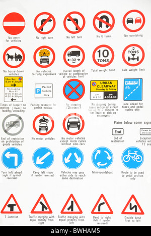 A variety of illustrated UK traffic signs. Stock Photo