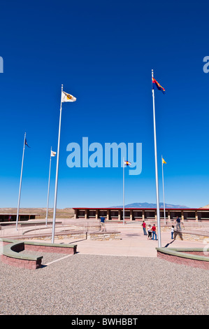 Flags at Four Corners Monument, New Mexico Stock Photo