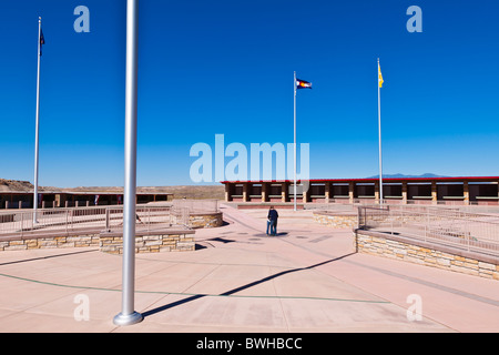 Flags at Four Corners Monument, New Mexico Stock Photo