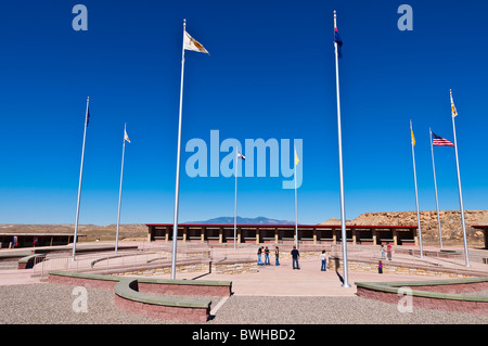 Flags at Four Corners Monument, New Mexico Stock Photo