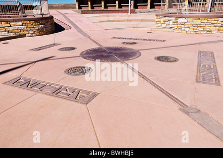 Geographical marker at Four Corners Monument, New Mexico Stock Photo