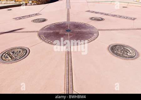 Geographical marker at Four Corners Monument, New Mexico Stock Photo