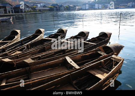 Boats in the lake,photo taken at Shuanglang town, in Dali city, Yunnan province of China Stock Photo