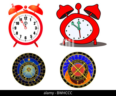 Various alarm clock and astronomical clock Stock Photo