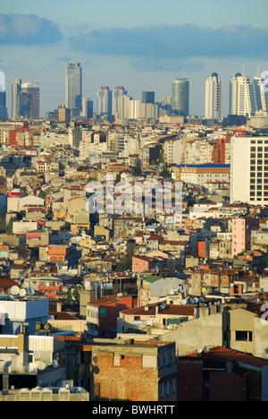 ISTANBUL, TURKEY. A view over Beyoglu towards skyscrapers in the Levent district. 2010. Stock Photo