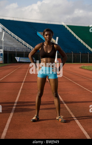 Sarah Bona fastest woman in Sierra Leone West Africa at the International Sports Stadium in Freetown Sierra Leone Stock Photo