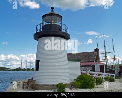 Brant Point Lighthouse at Mystic Seaport, Connecticut Stock Photo