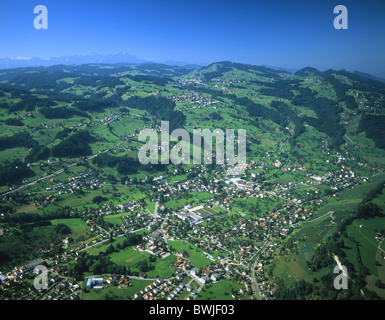 scenery landscape Thal canton St. Gallen aerial view aerial photo village villages Appenzell Eastern Switzerl Stock Photo