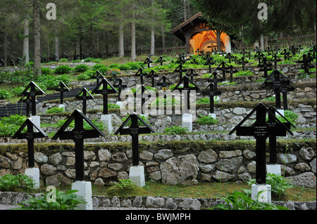 First World War One graves at the German WWI military cemetery Nasswand  in the Dolomites, Italy Stock Photo