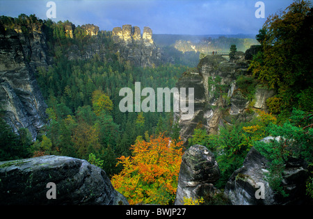 Europe, Germany, Saxony, Elbe Sandstone Mountains, Saxon Switzerland, Felsenburg Neurathen Stock Photo