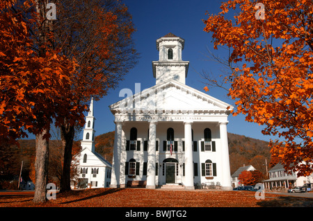 Windham county Court House building construction courthouse church white autumn Town Square Newfane Indian su Stock Photo
