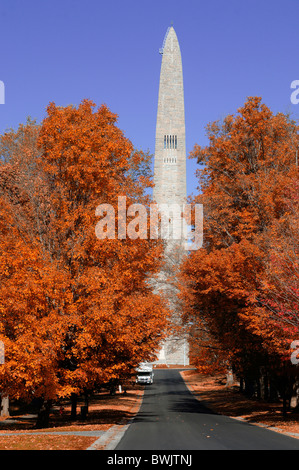 Bennington Battle monument obelisk monument war monument war American independence war autumn Old Bennington I Stock Photo