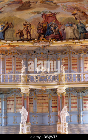 Rococo library with ceiling fresco, Schussenried Abbey ...