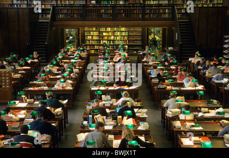 Europe, Germany, Saxony, Leipzig, German National Library (former Deutsche Buecherei), interior view, reading room Stock Photo