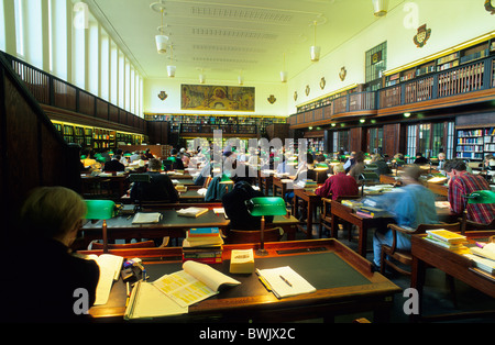 Europe, Germany, Saxony, Leipzig, German National Library (former Deutsche Buecherei), interior view, reading room Stock Photo