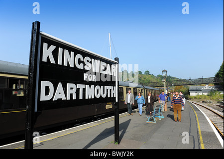 Train passengers on the Paignton to Dartmouth Steam Railway Stock Photo