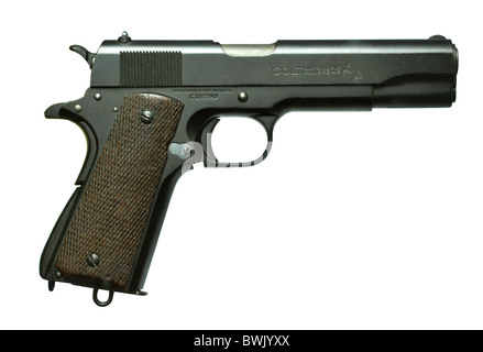 Colt Semi Automatic Pistol .45 calibre M1911A Stock Photo