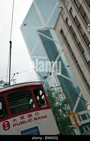 Close detail of a Hong Kong tram advertising the public bank of China, arty shot Stock Photo