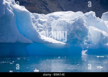 Blue iceberg in Qooroq Fjord, Narsarsuaq, Kitaa, Greenland Stock Photo