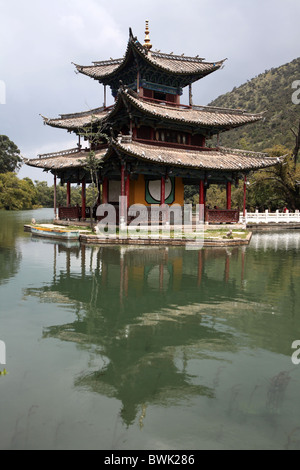 The Pagoda over Black Dragon Pool in Lijiang, Yunnan Province, China. Stock Photo