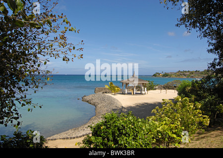 Mauritius hotel Maritim Balaclava Turtle Bay beach seashore pavilion wedding pavilion beach Indian ocean hol Stock Photo