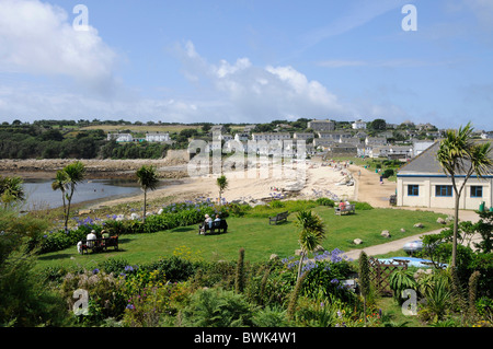 Porthcressa Beach in Hugh Town, St t.Mary', Isles of Scilly , Britain Stock Photo