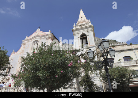 Church San Giuseppe in the sunlight, Taormina, Messina Province, Sicily, Italy, Europe Stock Photo