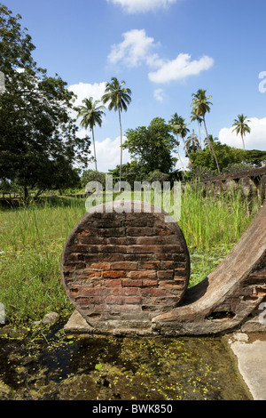 Water ditch at the entrance of the Yatala Wehera Dagoba, Tissamaharama, Sri Lanka, Asia Stock Photo